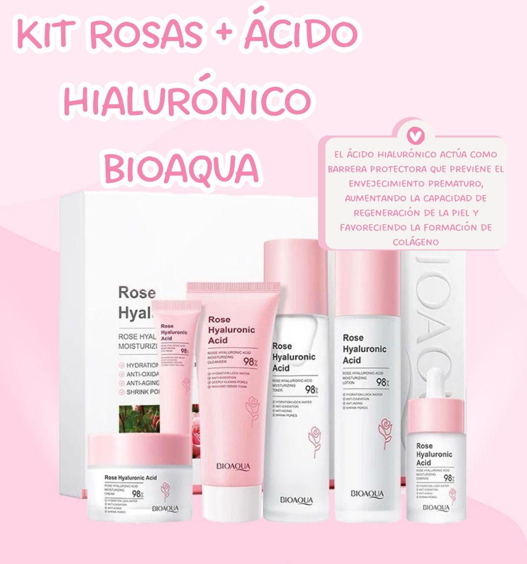 KIT ROSAS Y ACIDO  BIOAQUA CAJA DE LUJO